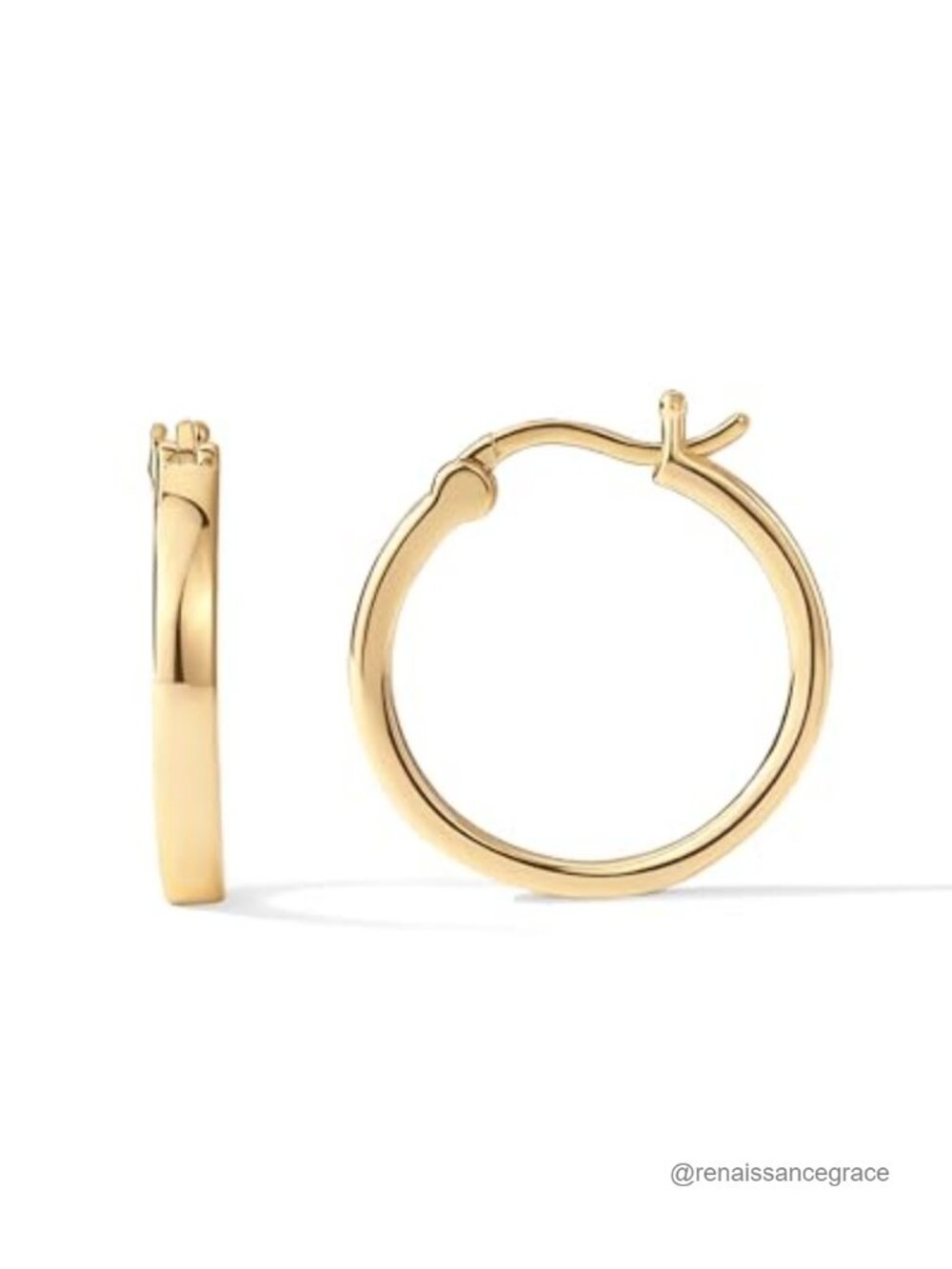 20mm Lightweight Hoop Earrings 14K Yellow Gold Plated Sterling Silver Post